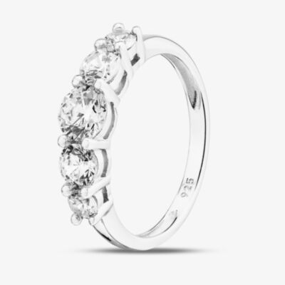 Sterling Silver Brilliant Cut Cubic Zirconia Half Eternity Ring S2074