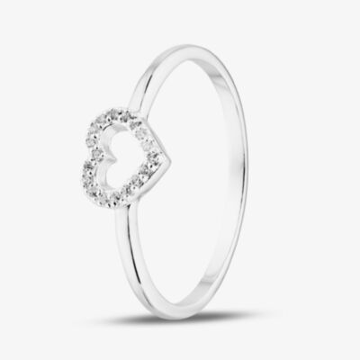 Fashionista Silver Sterling Silver Cubic Zirconia Open Heart Ring 042-58411/SP
