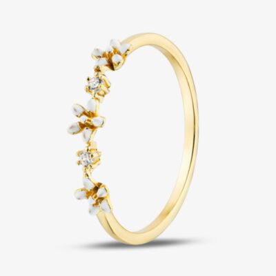 Yellow Gold Plated Sterling Silver Cubic Zirconia Flower Ring 042-60036/GP
