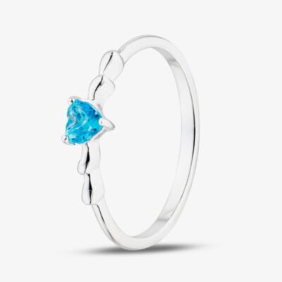 Fashionista Silver Sterling Silver Heart Shaped Blue Cubic Zirconia Ring 042-60407/SP BLUE