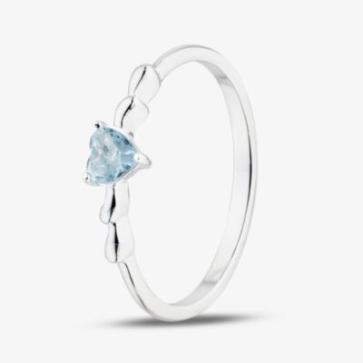 Fashionista Silver Sterling Silver Heart Shaped Light Blue Cubic Zirconia Ring 042-60407/SP LIGHT BLU
