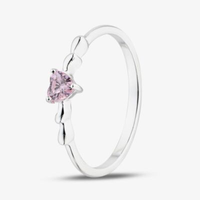 Fashionista Silver Sterling Silver Heart Shaped Pink Cubic Zirconia Ring 042-60407/SP PNK