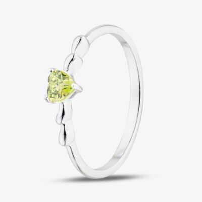 Fashionista Silver Sterling Silver Heart Shaped Light Green Cubic Zirconia Ring 042-60407/SP LIGHT GRN