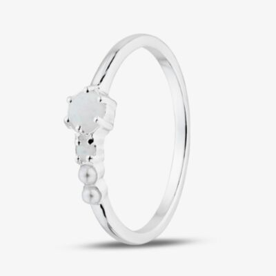 Fashionista Silver Sterling Silver Synthetic Opal & Simulated Pearl Ring 042-57056/SP