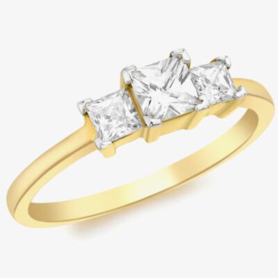 9ct Yellow Gold 3-Stone Graduated Crystal Ring 1.84.6461