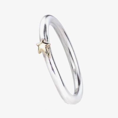 Scarlett Elegance Silver and Gold Star Stacking Ring R2492-YGS