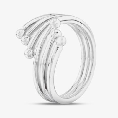 Sterling Silver Six Row Bead Edge Ring SR07052A