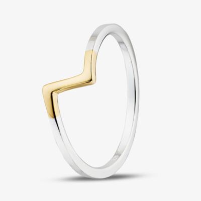 Fashionista Gold Yellow Gold Plated Sterling Silver Zig-Zag Ring 012-27480