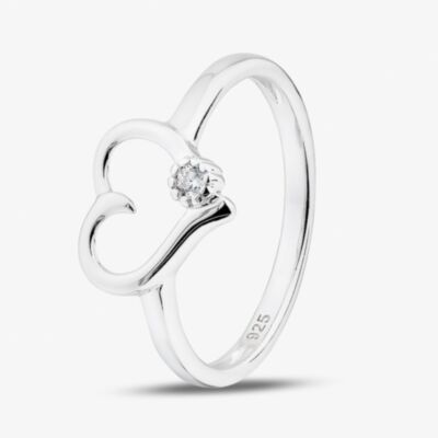 Fashionista Silver Sterling Silver Cubic Zirconia Open Heart Ring 05S2AZR588304