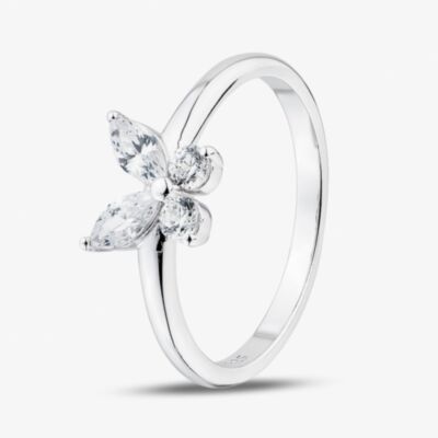 Fashionista Silver Sterling Silver Cubic Zirconia Butterfly Ring 05S2AZR579204