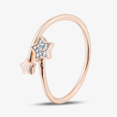 Fashionista Gold Rose Gold Tone Plated Sterling Silver Cubic Zirconia Star Ring 05S2AZR450207