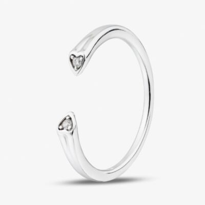 Fashionista Silver Sterling Silver Cubic Zirconia Heart Open Ring 05S2AVR518609
