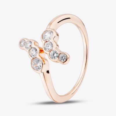 Fashionista Gold Rose Gold Tone Plated Sterling Silver Cubic Zirconia Open Wrap Ring 05S2AZR655707