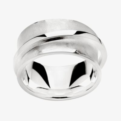 Bastain Silver Matte and Polished Band Ring 12185-54