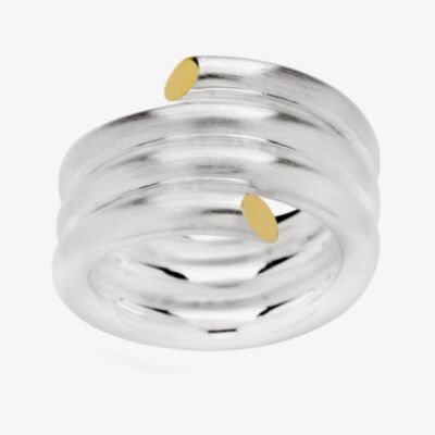 Bastian Silver Two Colour Satin Four Row Spiral Band Ring 12427-54
