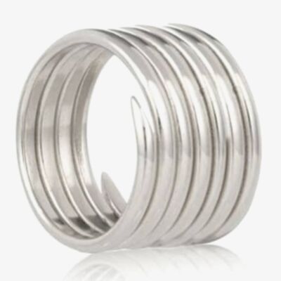 Amulette Silver Labyrinth Seven Coil Ring R002SIL