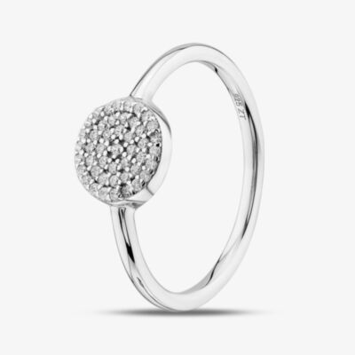 Silver Sparkle Sterling Silver Round Cubic Zirconia Pave Ring SR07659F