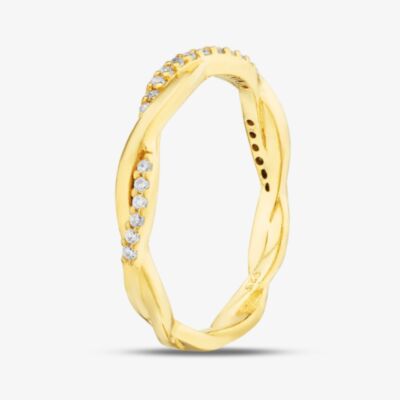 Silver Gold Plated Cubic Zirconia Twist Ring S2068Y