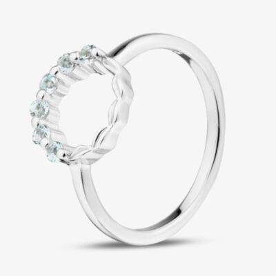 Fashionista Silver Sterling Silver & Blue Topaz Open Circle Ring MR-1055BT