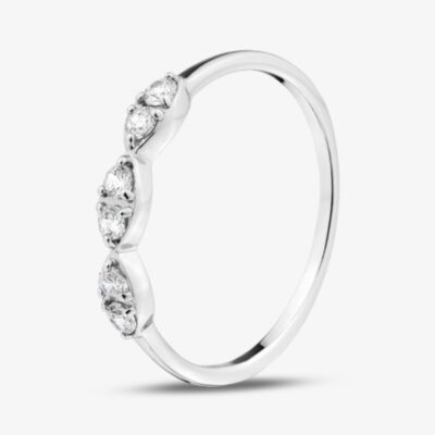 Fashionista Silver Sterling Silver Cubic Zirconia Triple Cluster Ring MR-1081