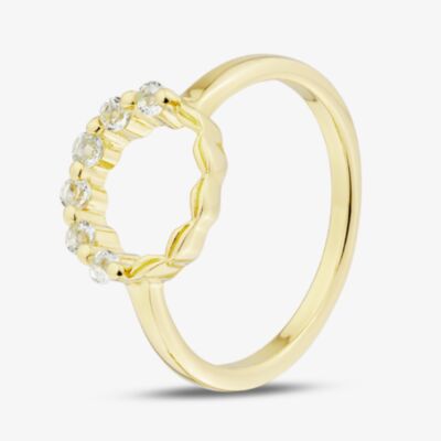 Fashionista Gold Gold Tone Plated & Blue Topaz Open Circle Ring MR-1056BT