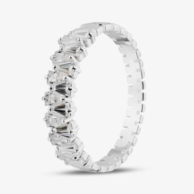 Fashionista Silver Sterling Silver Tapered Baguette Cubic Zirconia Half Eternity Ring 042-56904/SP