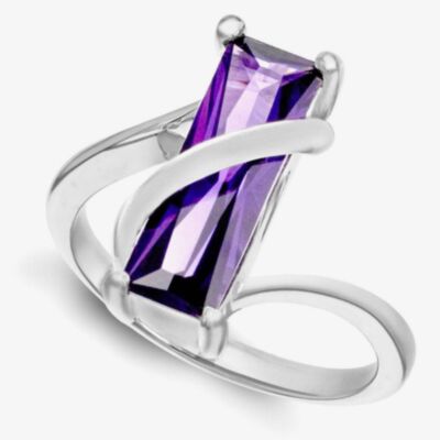 Sterling Silver Purple Crystal Wrap-Around Ring 8.84.6289