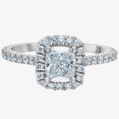 Platinum Lab Grown 1.35ct Diamond Square Halo Ring 31165/135