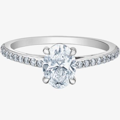 Platinum Lab Grown 1.24ct Oval Diamond Shoulder Set Solitaire Ring 31155/120