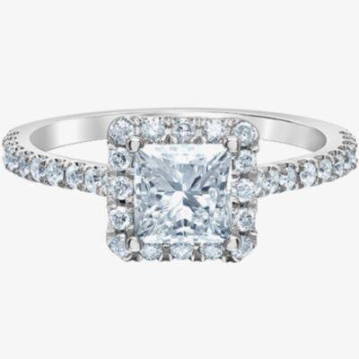 Platinum Lab Grown 1.36ct Princess-Cut Diamond Halo Ring 31162/135