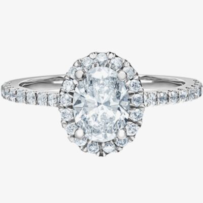 Platinum Lab Grown 1.42ct Oval Diamond Halo Ring 31163/135