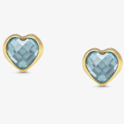 Nomination Gold Plated Sky Blue Cubic Zirconia Heart Shaped Stud Earrings 027843/006