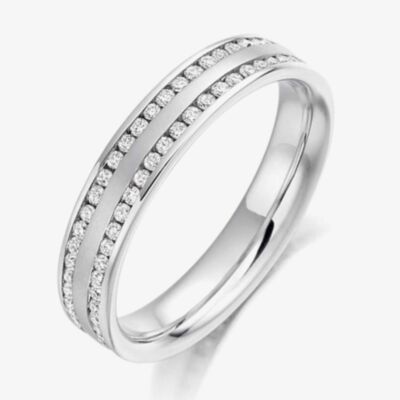 Platinum 0.55ct Double Row Diamond Court Ring FET992 J