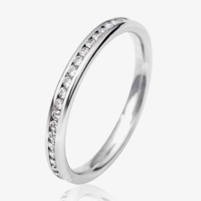 18ct White Gold 2.5mm Full Channel Set Diamond Wedding Ring WG5/2.5R125 18W HSI 