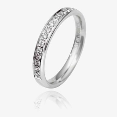18ct White Gold 2.5mm Diamond Grain Set Court Wedding Ring WG10/2.5R125 18W HSI