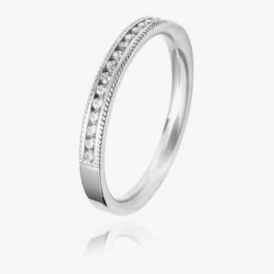 18ct White Gold 3.0mm Vintage Diamond Flat Court Wedding Ring WVGH7/3R125 18W HSI