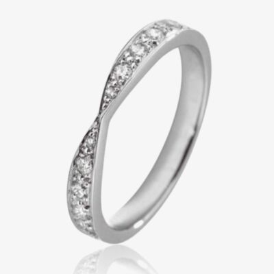 18ct White Gold 3.3mm Diamond Twist Wedding Ring WS28(3.3) 18W