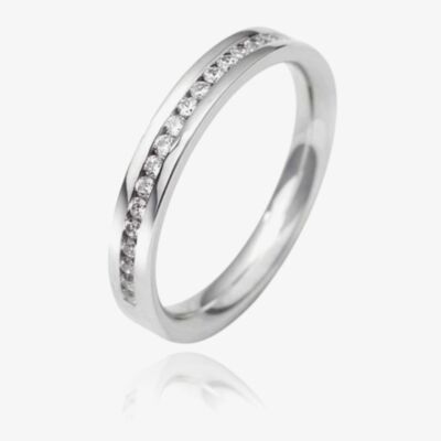 9ct White Gold 3.0mm Channel Set Diamond Flat Court Wedding Ring WGH2/3R125 9W HSI