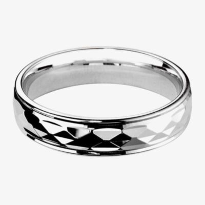 9ct White Gold 6mm Geometric Wedding Ring BC6.0/F66 
