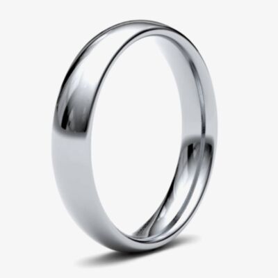 9ct White Gold 4.0mm Medium Court Wedding Ring 4GMC-9W