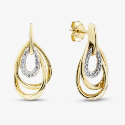 Pure Brilliance Gold Plated 0.12ct Lab Grown Diamond Triple Oval Earrings LGE47086