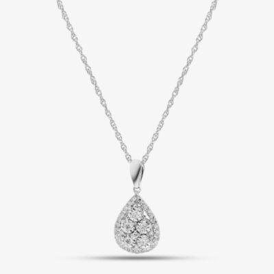 Pure Brilliance Sterling Silver Certified Lab Grown 0.25ct Diamond Pear Shape Cluster Pendant Necklace LGP40247-25