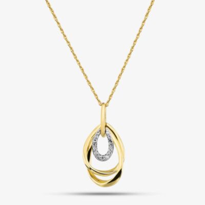 Two Colour Certified 0.10ct Lab Grown Diamond Oval Pendant Necklace LGP47085