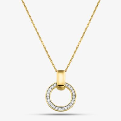 Gold Plated Certified 0.15ct Lab Grown Diamond Circle Pendant Necklace LGP47087