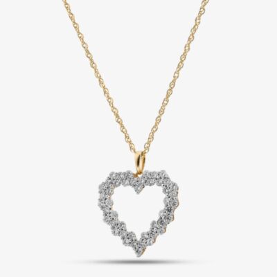 Pure Brilliance Yellow Gold Plated Sterling Silver 1.00ct Lab Grown Diamond Open Heart Pendant LGP45865-100SF