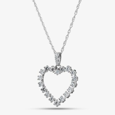 Pure Brilliance Sterling Silver 1.00ct Certificated Lab Grown Diamond Open Heart Pendant LGP48438-100SF