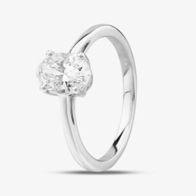 14ct White Gold Certificated Lab Grown 1.00ct Oval-Cut Diamond Solitaire Ring TH058402R