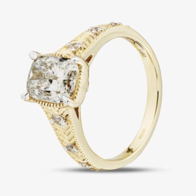 Pure Brilliance 14ct Yellow Gold Certified 2.10ct Cushion Cut Lab Grown Diamond Ring LGR47672-210