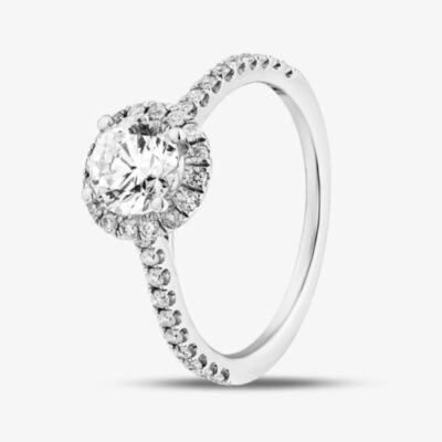 Platinum 1.35ct Round Cut Lab Grown Diamond Halo Ring 31160/135-P