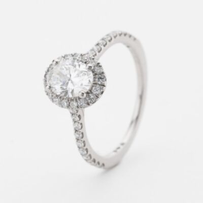 Platinum Certified 1.06ct Oval Cut Shoulder Set Solitaire Ring 31163/135 O